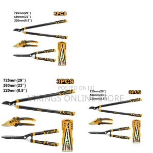 Ingco 3 Pieces Garden Shears Set - Black/Orange