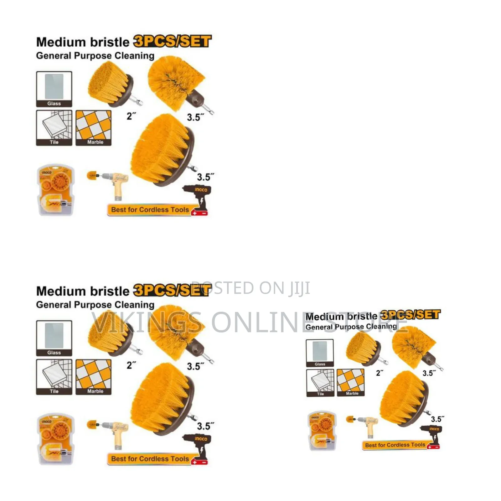 Ingco 3 PCS Medium Bristle Brush Set