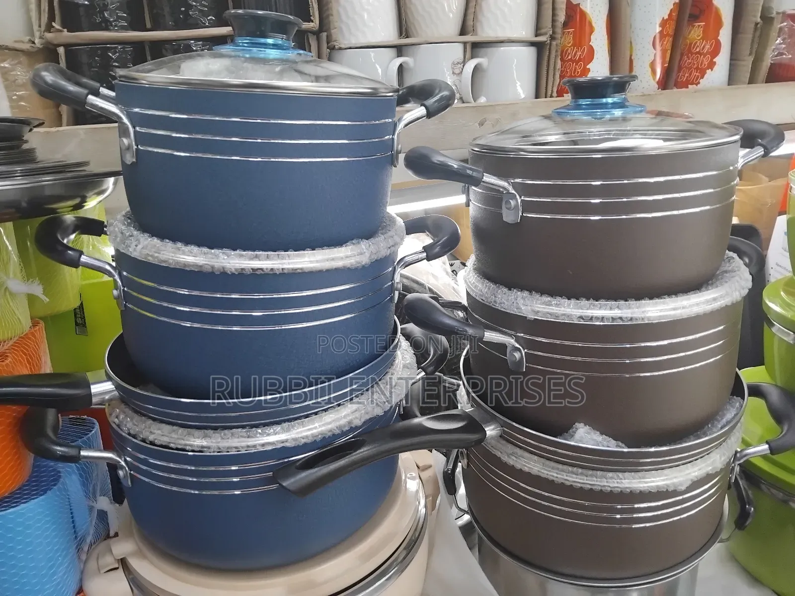 Tornado Blue Brown Cooking Pots 4pcs