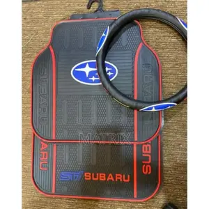 5pc Subaru Branded Heavy Duty Car Mats +Premium Steering Wheel Cover