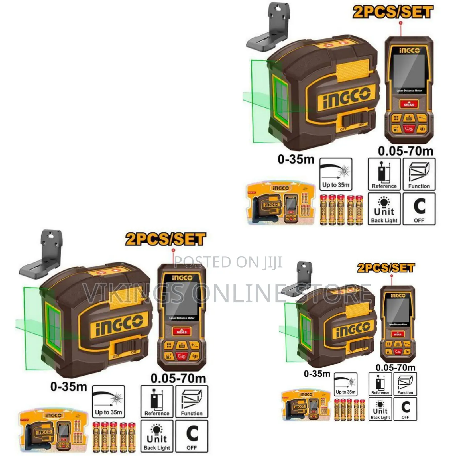 Ingco Laser Level and Distance Measuring Kit - Black