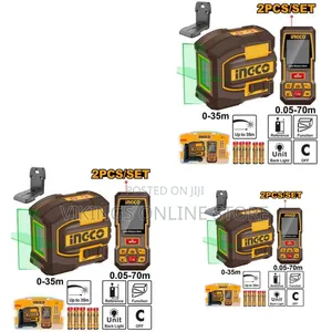Ingco Laser Level and Distance Measuring Kit - Black