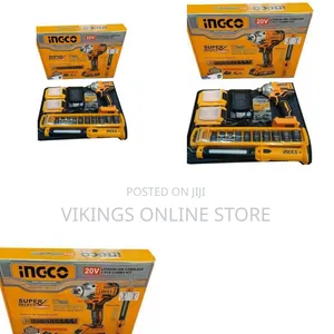 Ingco Ciwli2001 Cordless Lithium-Ion Impact Wrench, 1/2 Inch - Orange