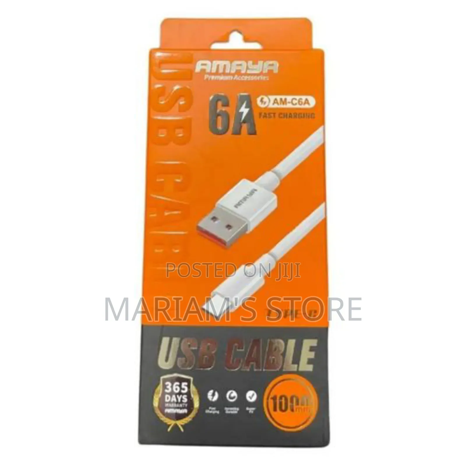 6a Fast Charging Cable Designed for Type-C Devices.