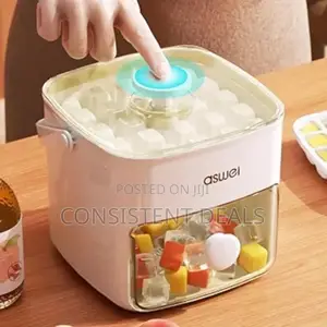 Ice Cube Maker With Tray And Lid, 2-in-1 Design, White