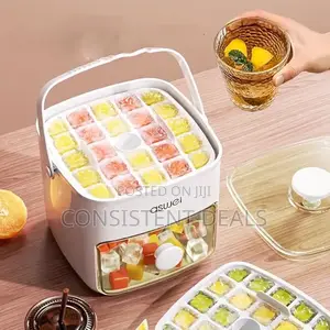 Ice Cube Maker With Tray And Lid, 2-in-1 Design, White