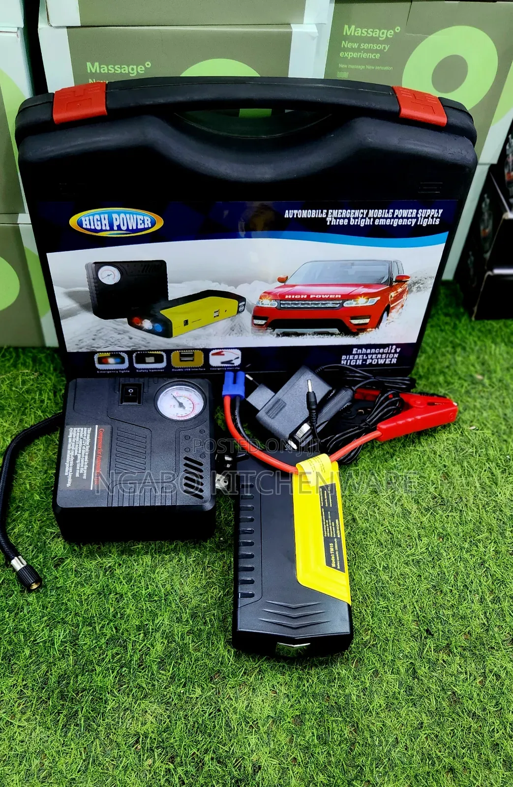 High Power Multi-Function Car Jump Starter and Air Compressor Kit,