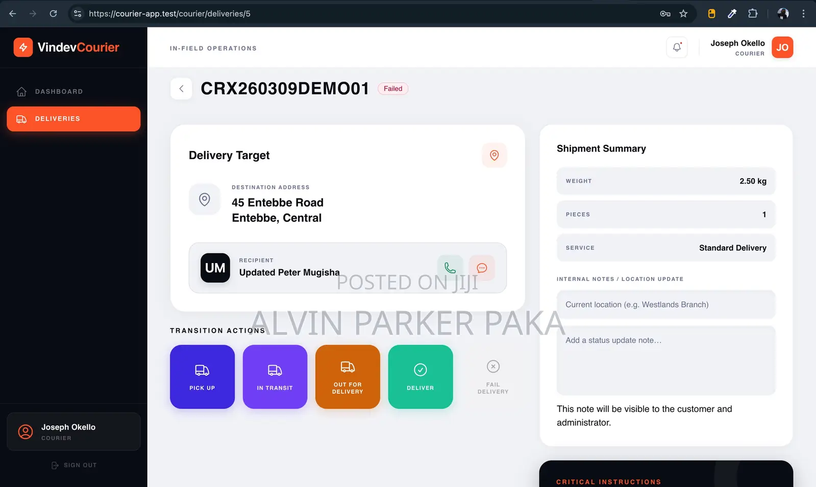 Professional Courier Management System
