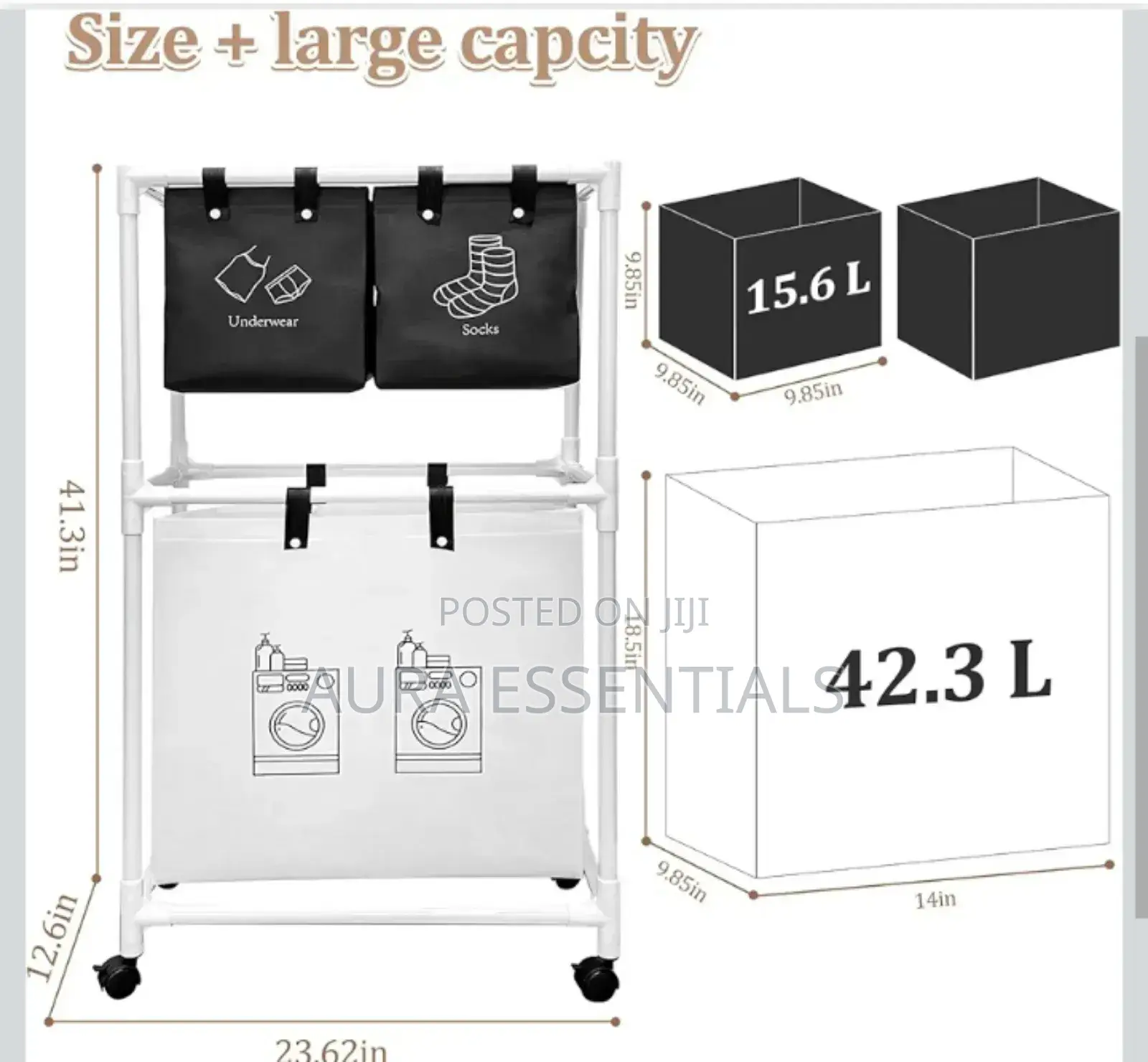 Multi-Functional 3-Tier Rolling Laundry Sorter With Shelves
