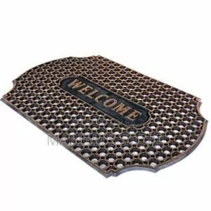 Welcome Door Mat Outdoor Non-Slip Floor Mat Black Blue