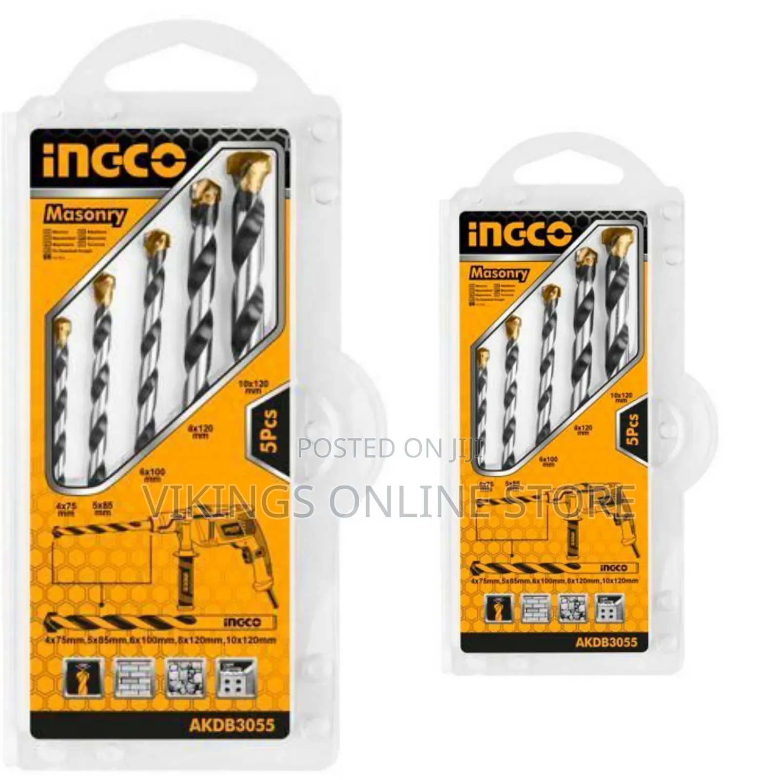 Ingco Akdb3055 5pcs Masonry Drill Bit Set - Orange