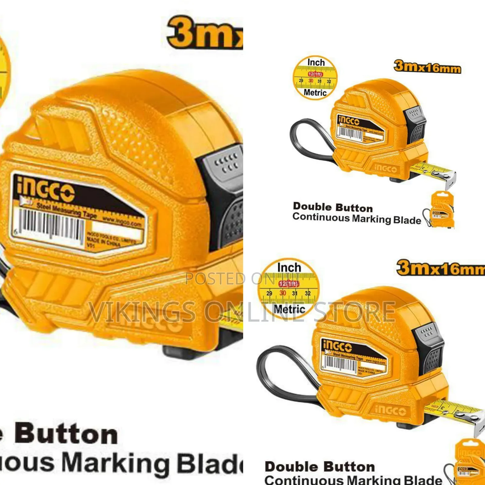 Ingco Hsmt26316 - Steel Measuring Tape - Orange