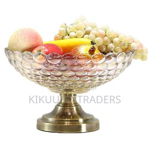 Brown Glass High-Legged Fruit Bowl, Can Also Be Used as a Snack Tray,