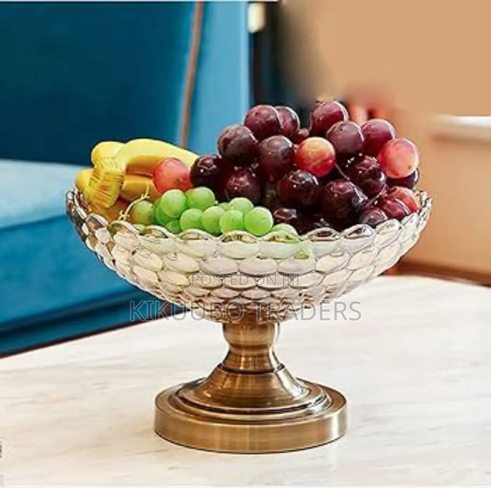Brown Glass High-Legged Fruit Bowl, Can Also Be Used as a Snack Tray,