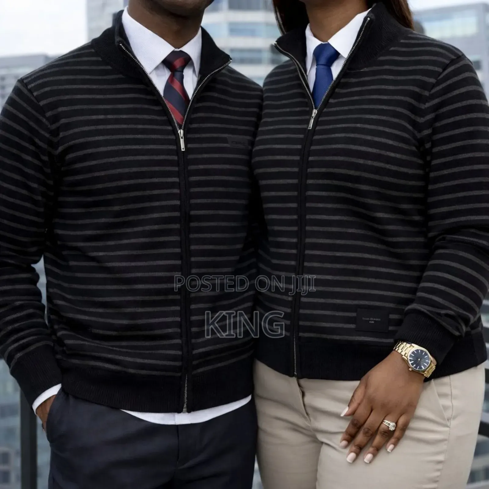 Stripes Down Zip Sweaters