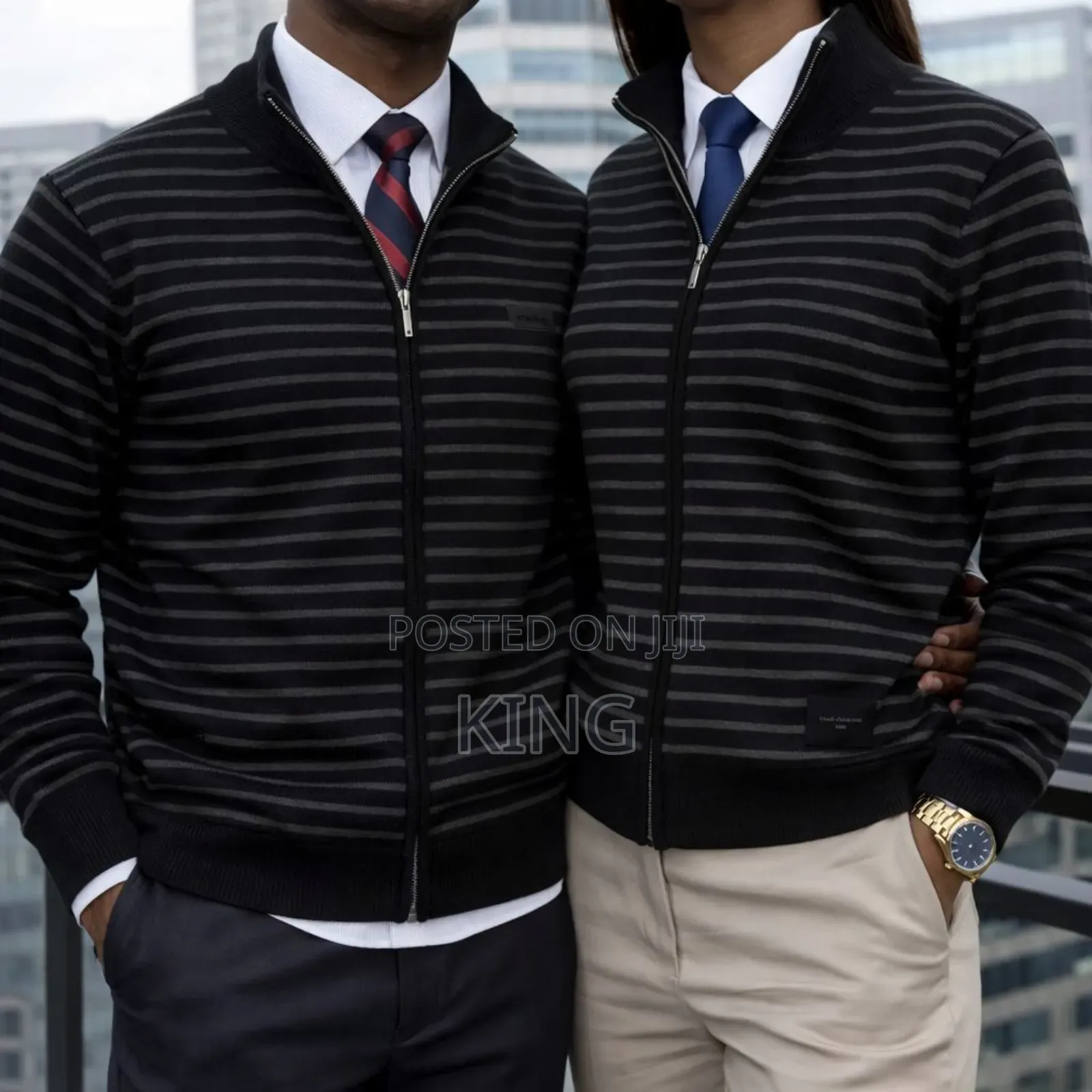 Stripes Down Zip Sweaters