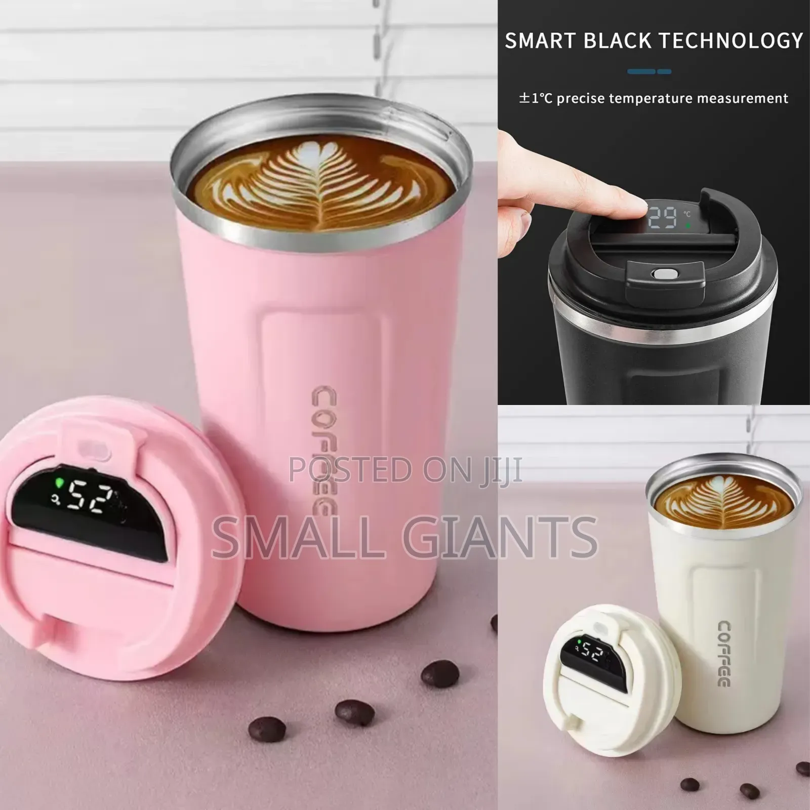 Stainless Steel, Double-Wall Smart Temperature Display Coffee Mug