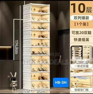 Fodable 10 Tier Plastic Shoe Rack With Transparent Door