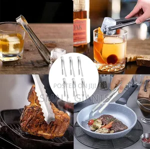 2pcs Stainless Steel Multifunctional Ice Cube Tongs