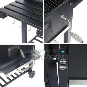 Versatile Charcoal Bbq Grill With Collapsible Side Table - Black