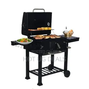Versatile Charcoal Bbq Grill With Collapsible Side Table - Black