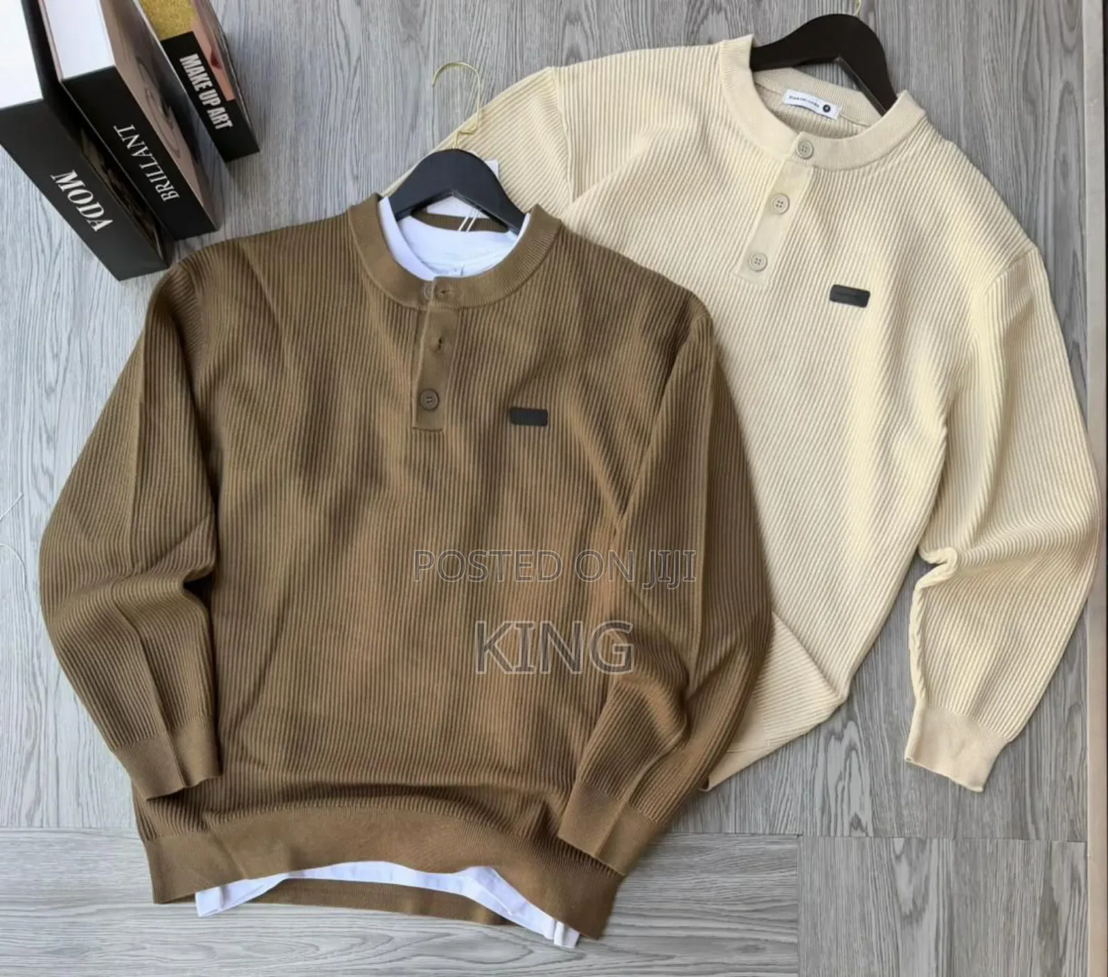 Quarter Button Crew Sweaters