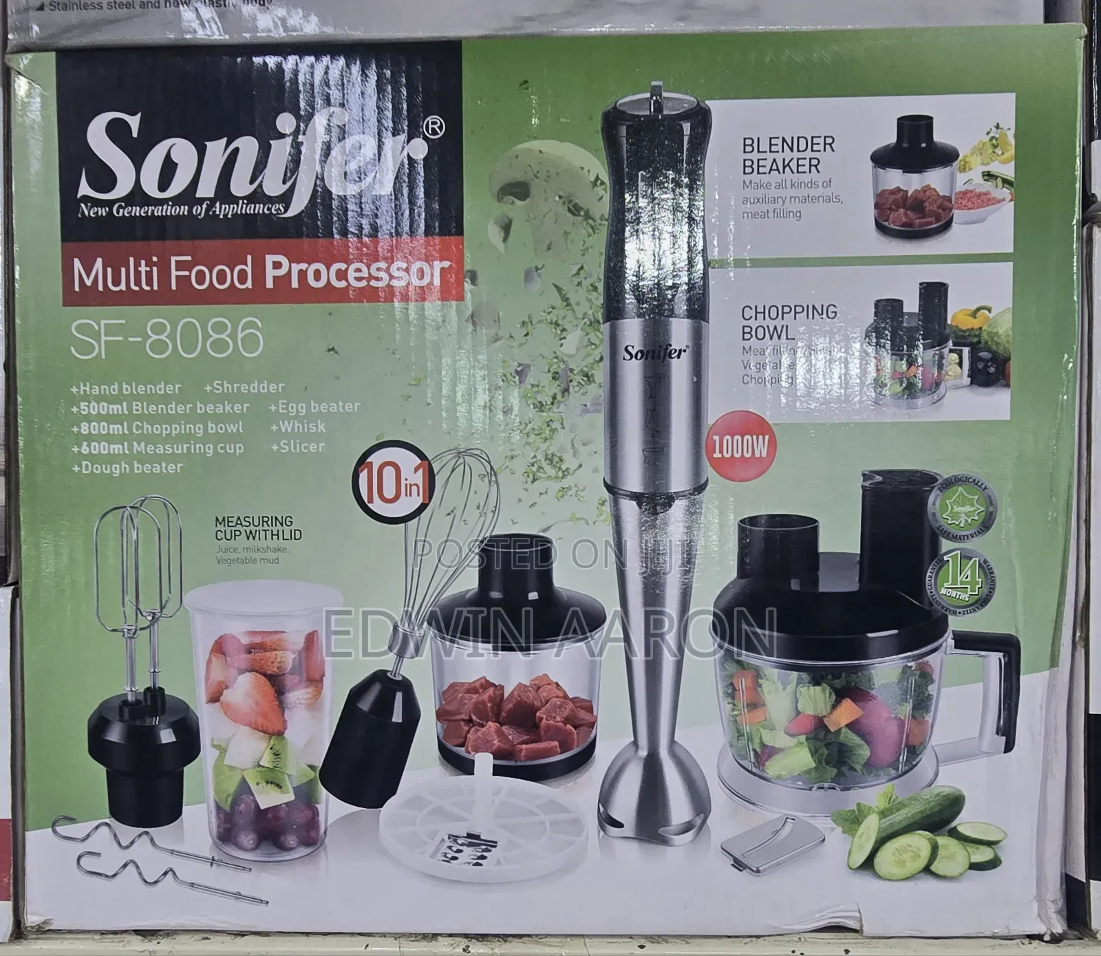 10 in 1 Sonifer Multi-Functional Food Processor Abd Hand Blender Set