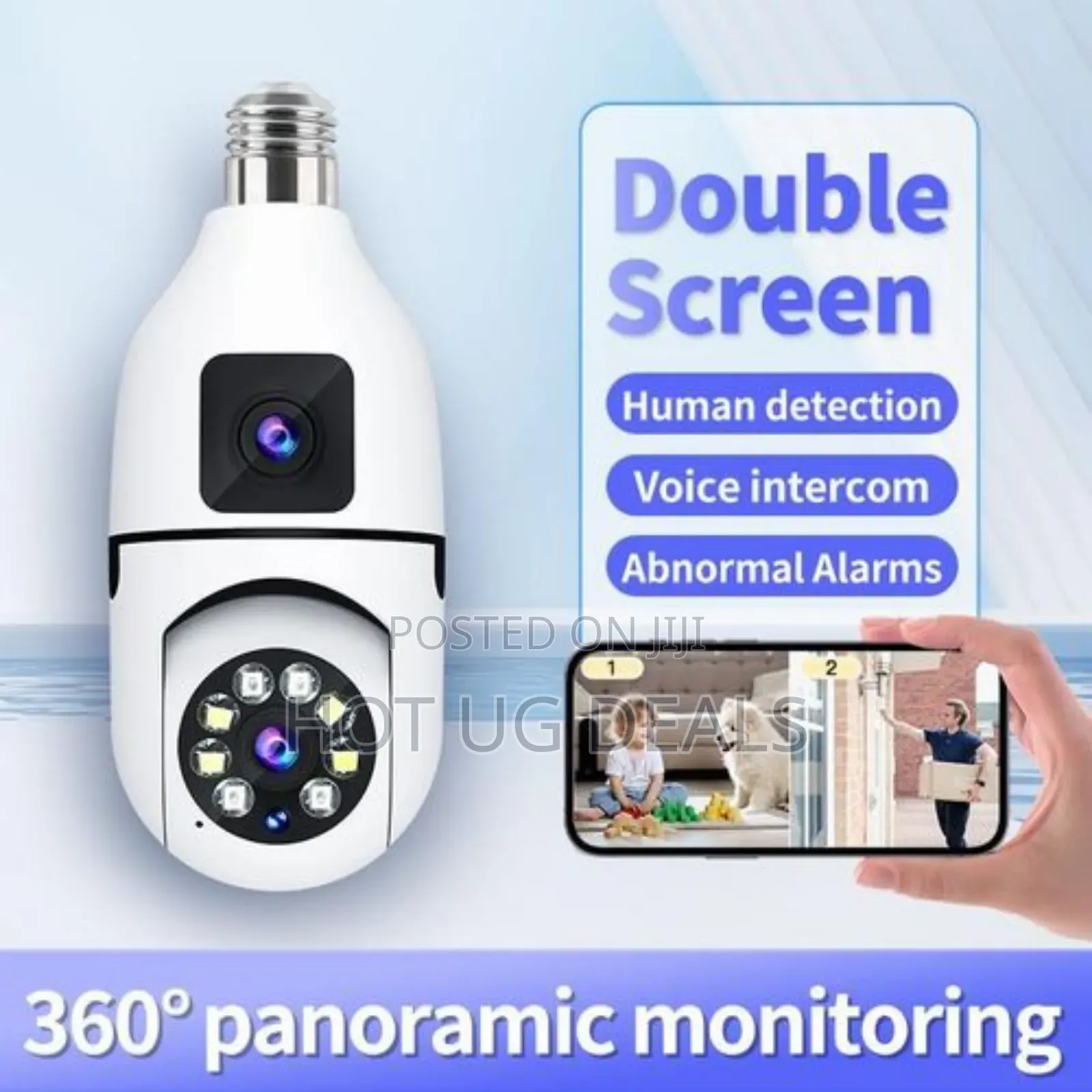 Double Lens Wireless Bulb Camera Wifi Outdoor With Motion Detection