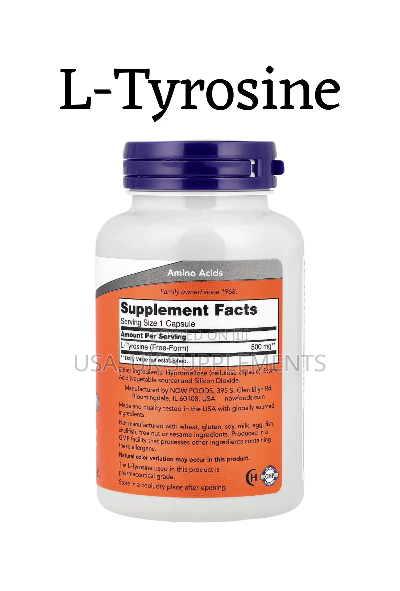Now 500mg L-Tyrosine 120capsules