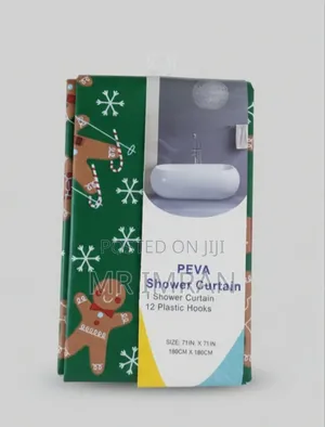 Peva Gingerbread Man Themed Shower Curtain Set.