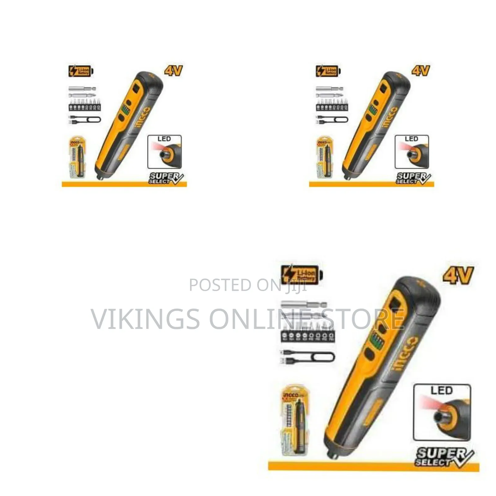 Ingco Lithium-Ion Cordless Screwdriver 4v - Black/Orange