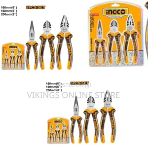 Ingco 3pcs Plier Set Hkps08318 - Black/Orange