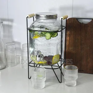 5litres Glass Beverage Dispenser With a Metal Stand and Spigot