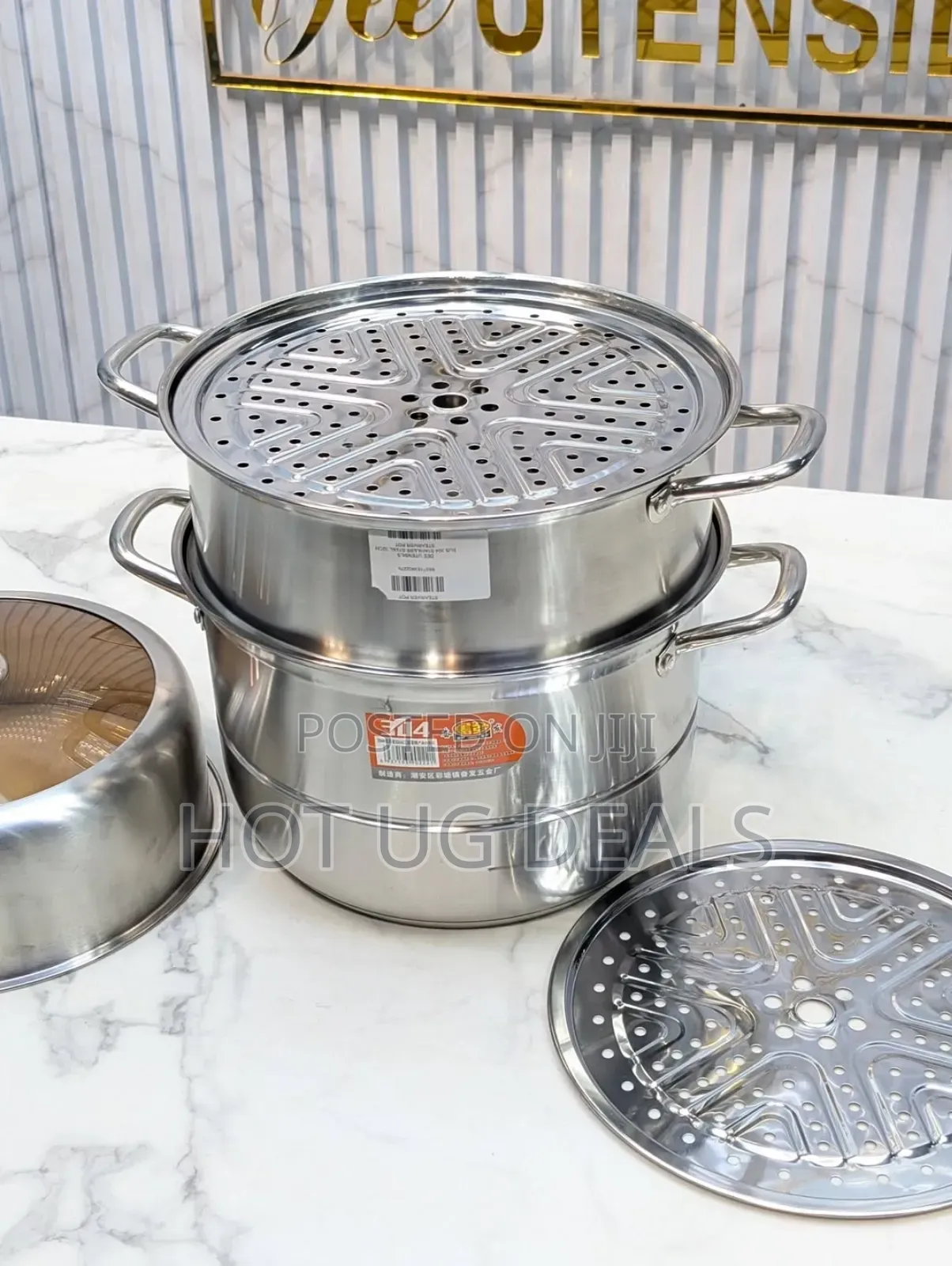 3-tier Stainless Steel Food Steamer With Timer 32cm -. Silver