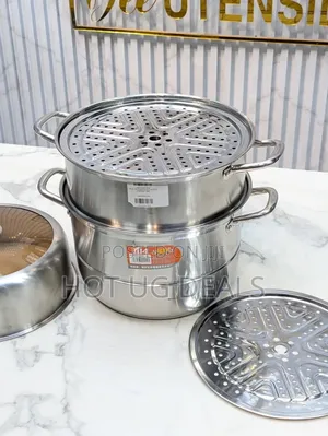 3-tier Stainless Steel Food Steamer With Timer 32cm -. Silver