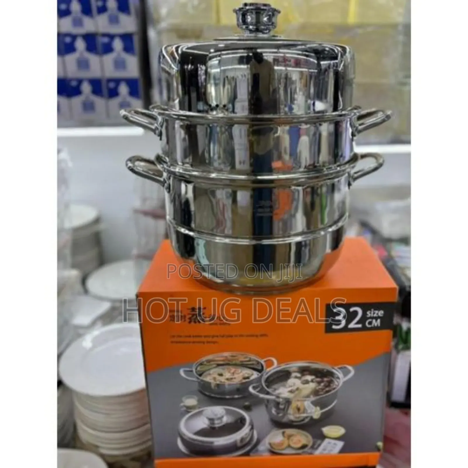 3-tier Stainless Steel Food Steamer With Timer 32cm -. Silver