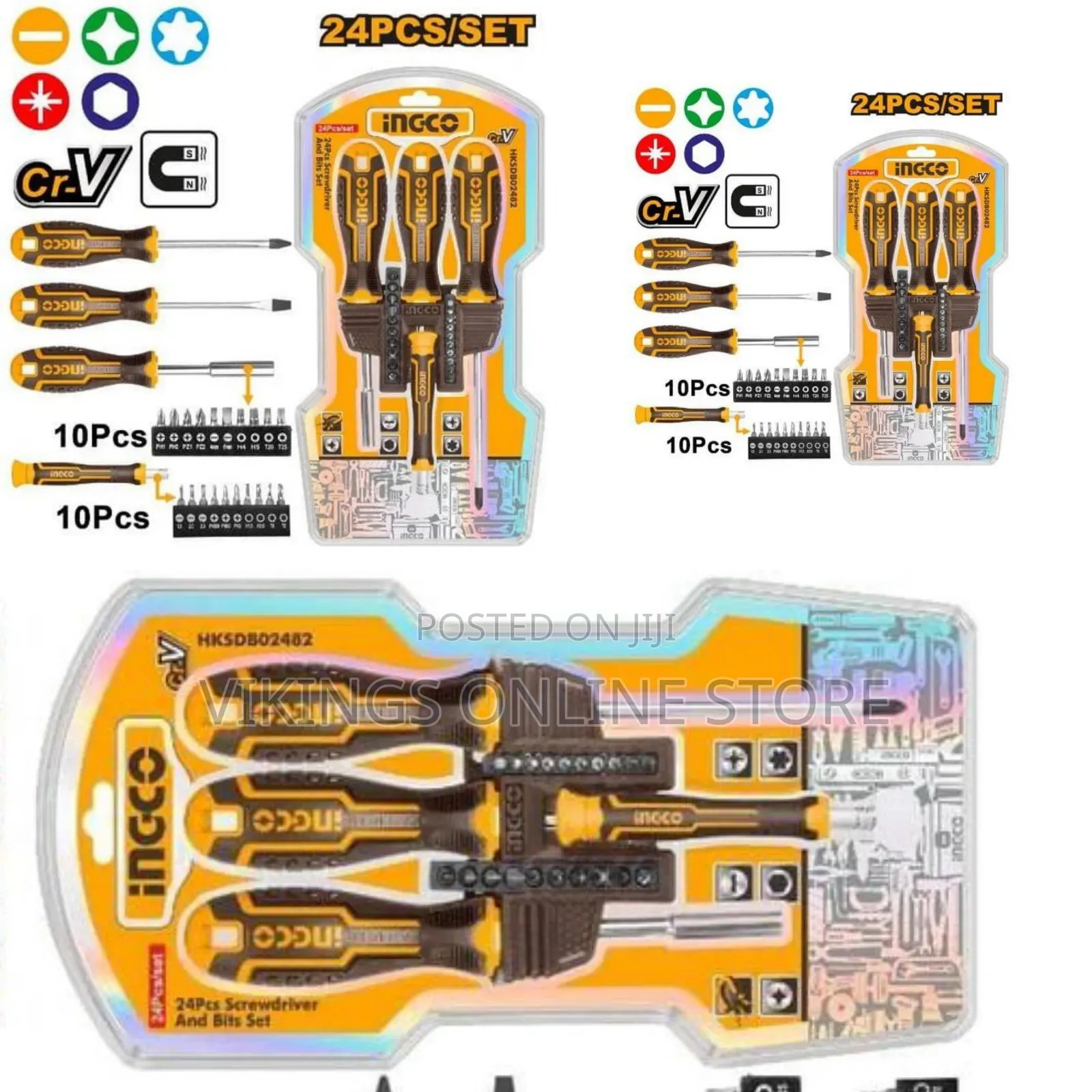 Ingco 24 Piece Screwdriver and Bits Set - Multicolour