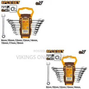 Ingco 8 Pieces Ratchet Spanner Set – Silver