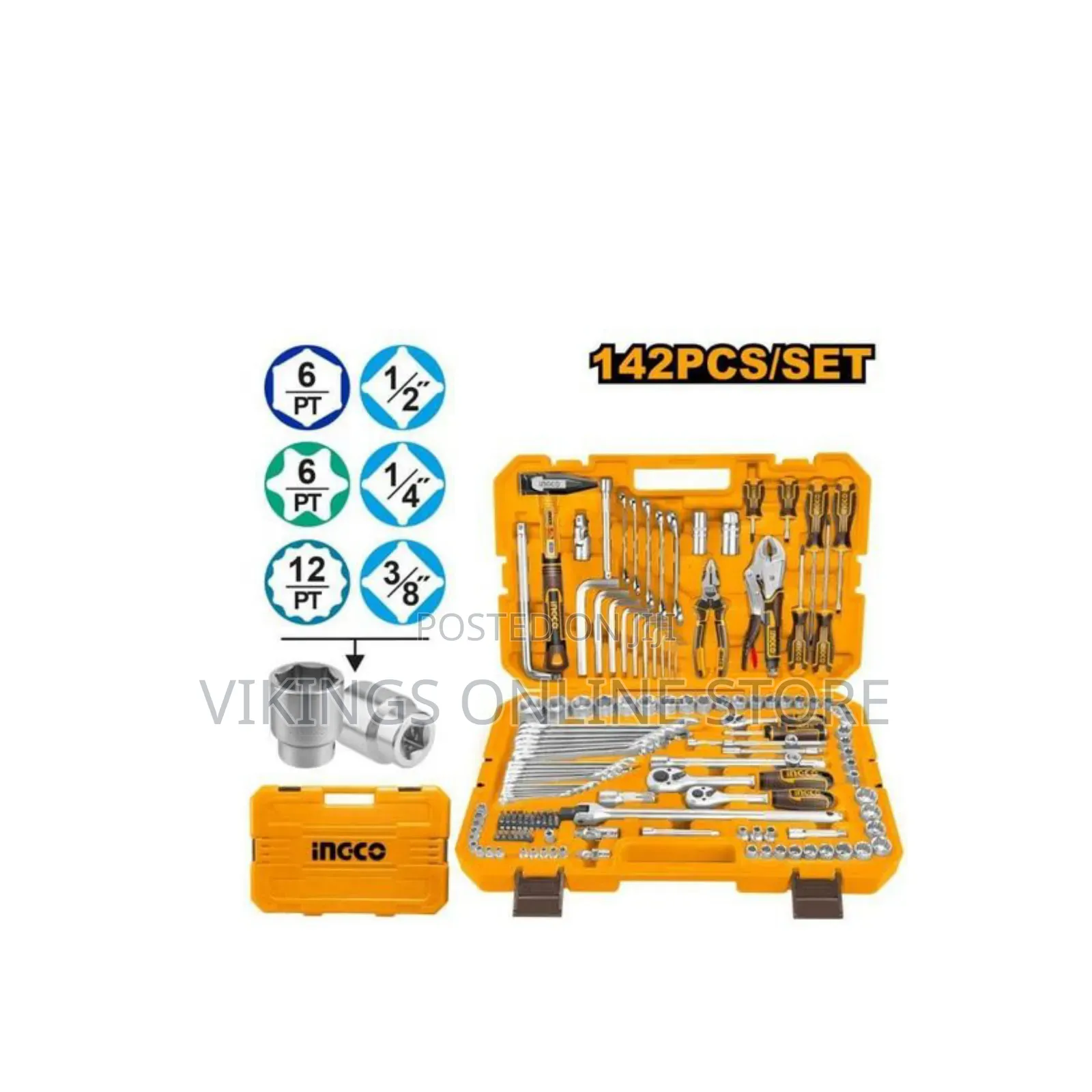 Ingco 142 Piece Combination Tools Set - Silver