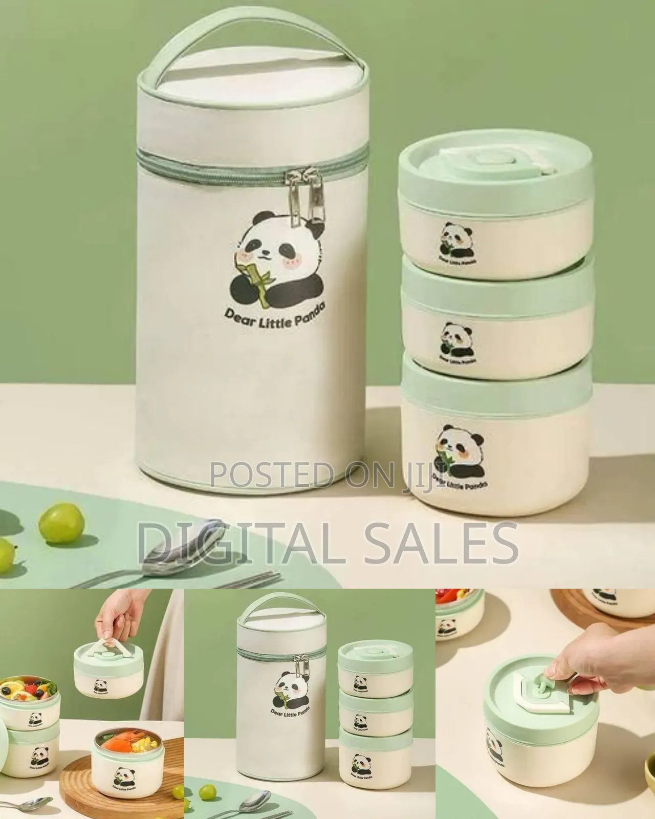 Charming Panda-Themed Multi-Tier Insulated Lunch Set