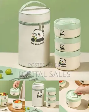 Charming Panda-Themed Multi-Tier Insulated Lunch Set