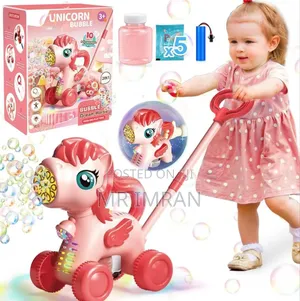 Unicorn Bubble Push Toy Walker for Toddlers.