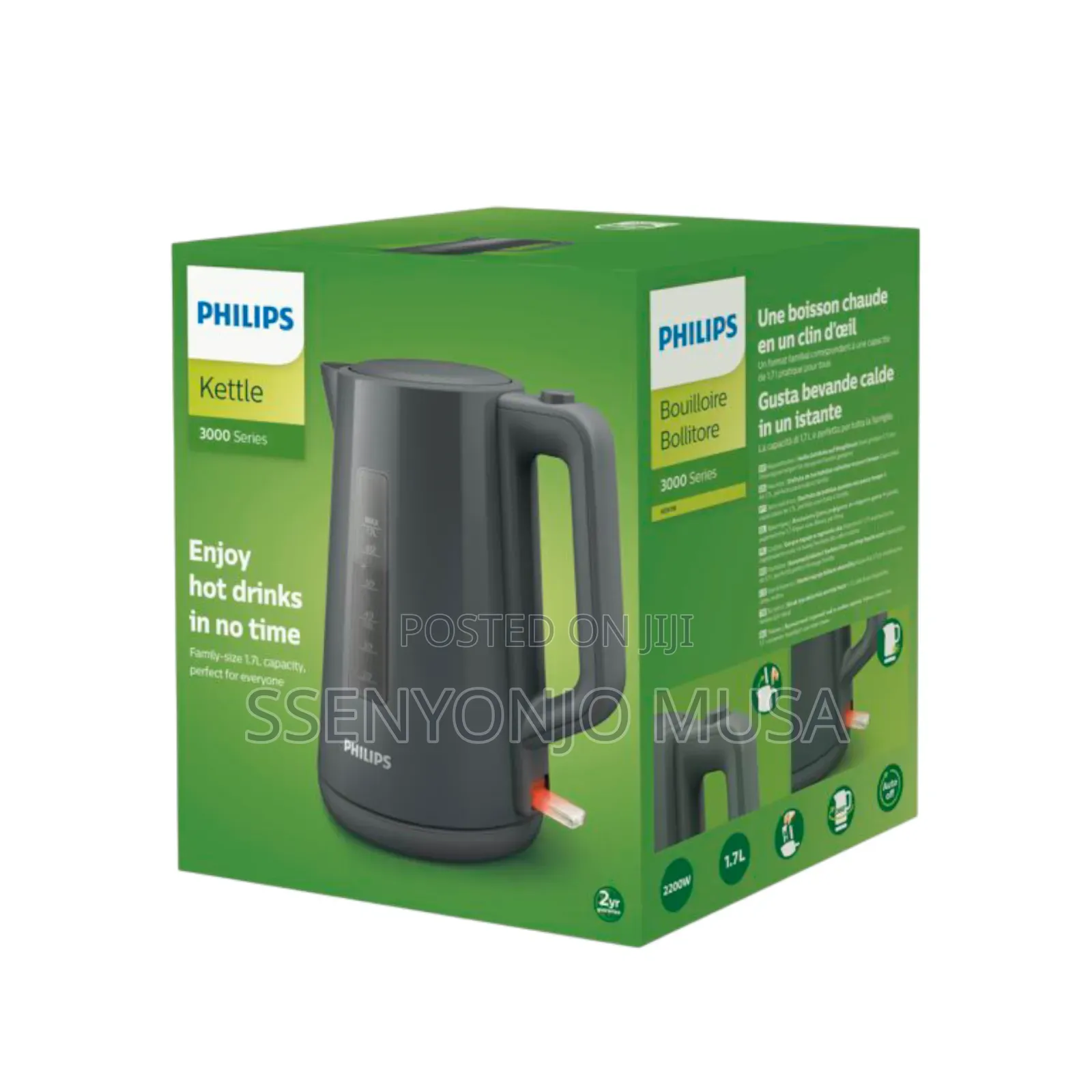 Philips Kettle 3000 Series Max-1.7l,Family-Size-Fast Boiling