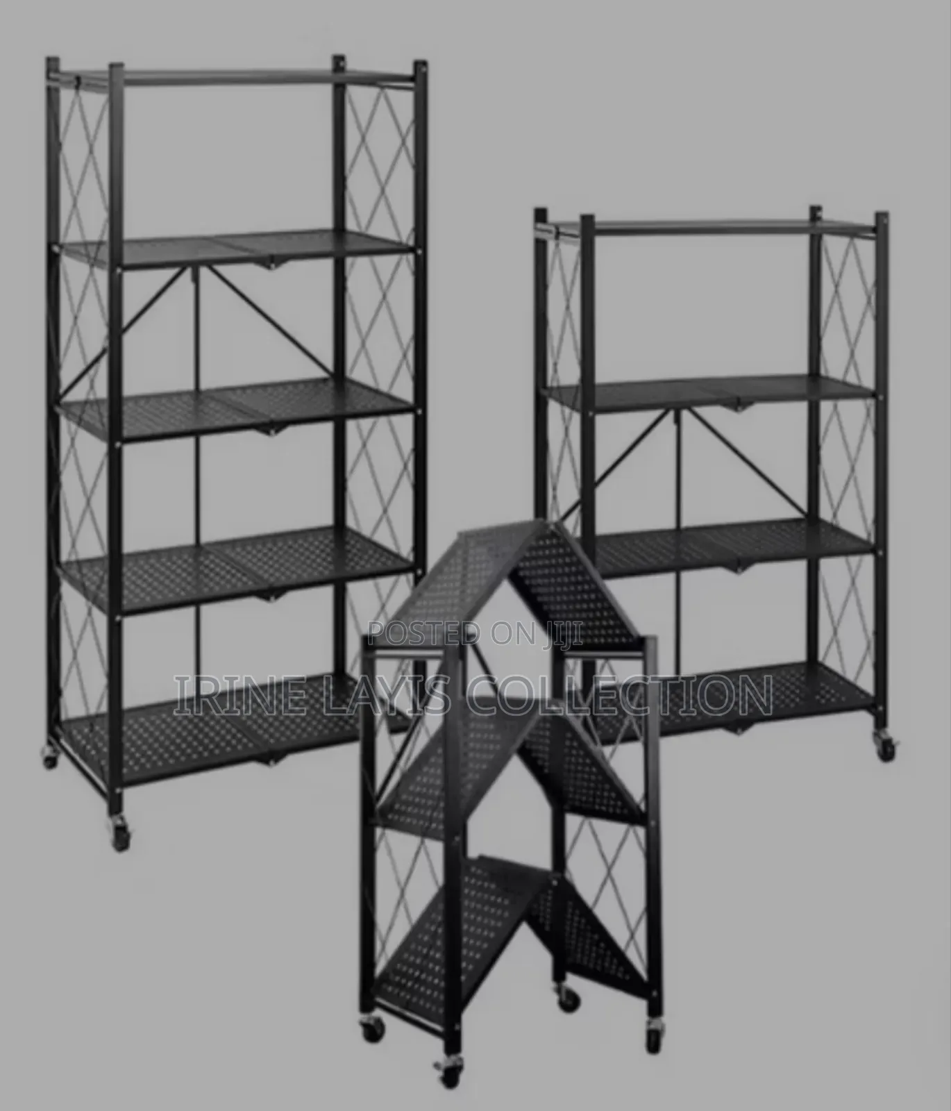 4 Tier Foldable Metal Storage Shelving Unit.
