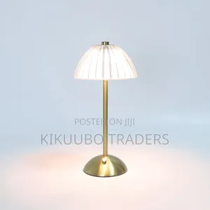 Retro Rechargeable Iron Ps Conic Cylinder Skirt Striped Led Table Lamp