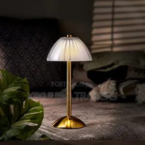 Retro Rechargeable Iron Ps Conic Cylinder Skirt Striped Led Table Lamp