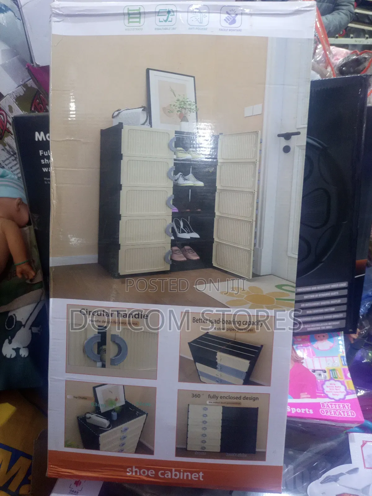 Modern Plastic and Metal Foldable Shoe Cabinet,