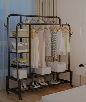 Multifunctional Metal Double Pole Clothes Rack