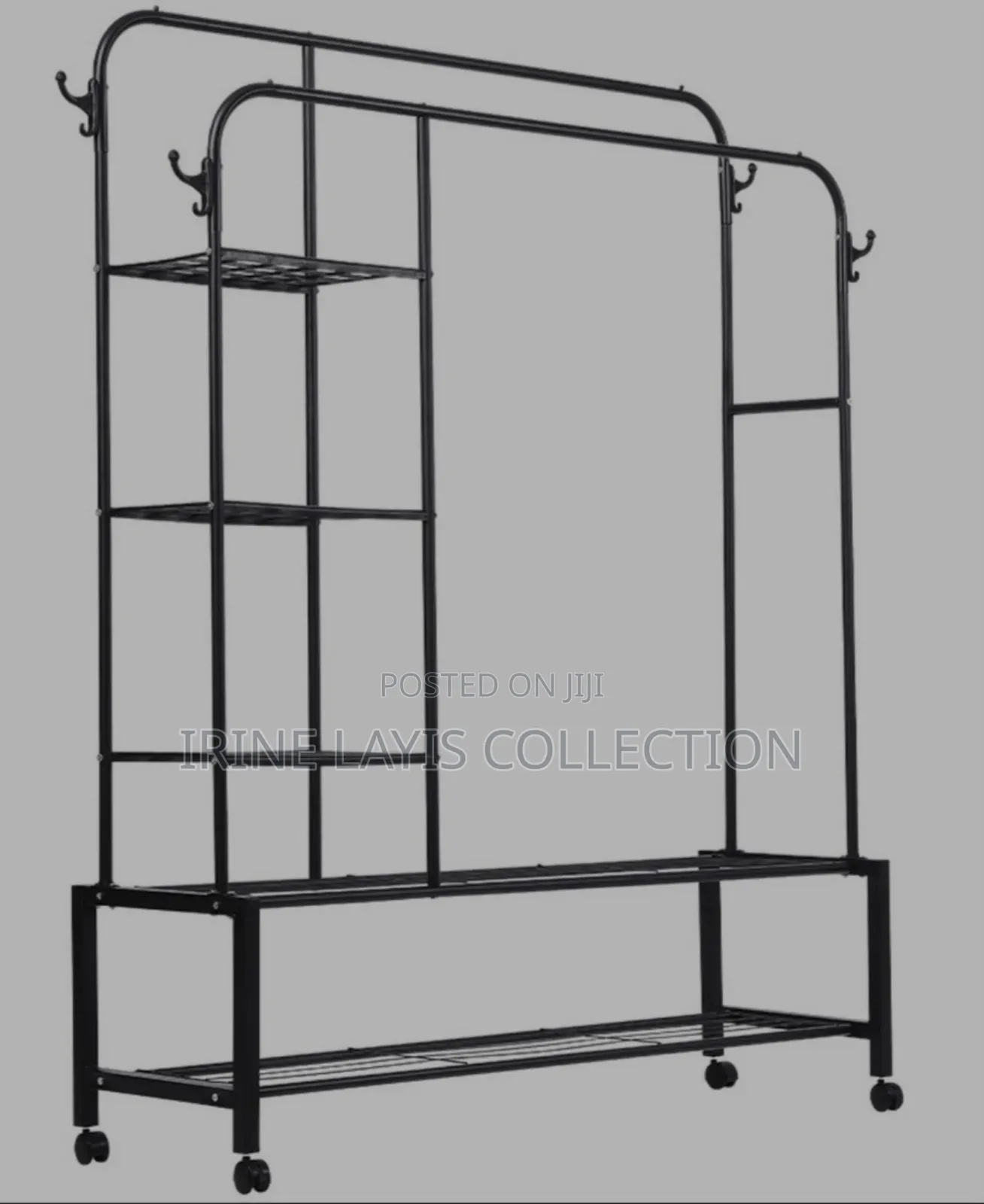 Multifunctional Metal Double Pole Clothes Rack
