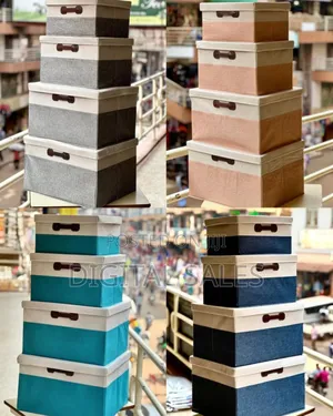Set of 4 Collapsible Fabric Storage Boxes With Lids